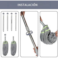 Trapeador Práctico con Cabezal Giratorio Autoescurrible