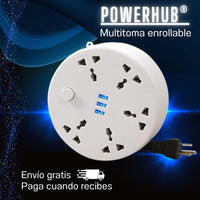 ¡Di adiós a los cables enredados! Descubre el multitoma enrollable definitivo.