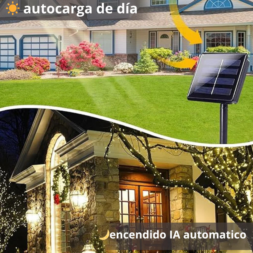 Ahorra energía y decora : luces Con panel solar 50 METROS