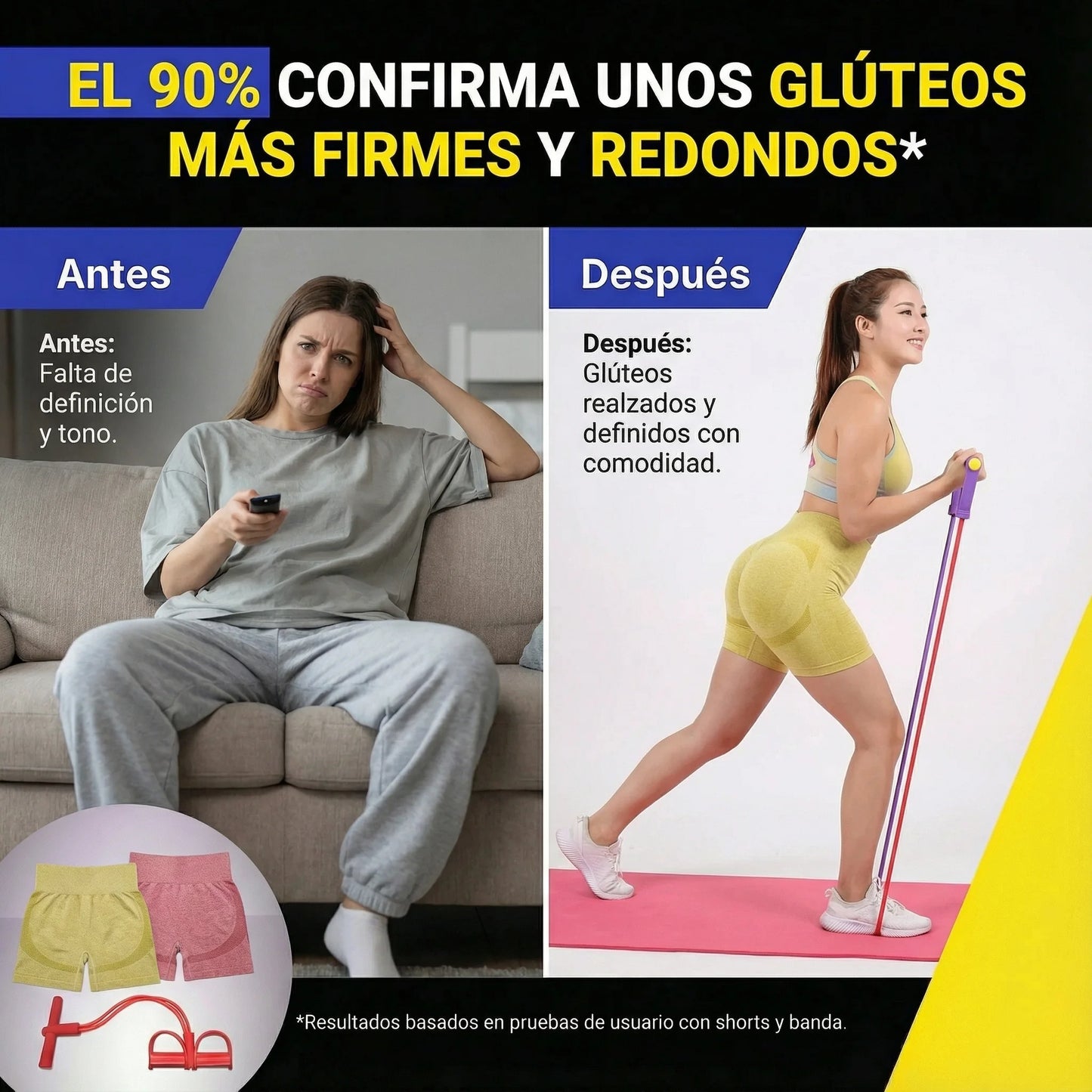 Combo Shorts Levanta Cola + Banda, Adiós a los glúteos planos
