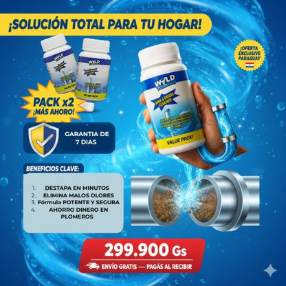 Destapá tus cañerías en minutos con WILD Tornado – PROMO PACK x2
