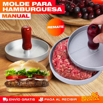 ¡Prepara hamburguesas perfectas en segundos con nuestro molde manual!