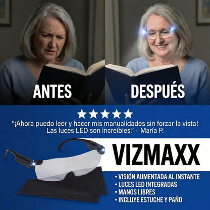 VIZMAXX – Luz LED + aumento para leer cómodo donde sea