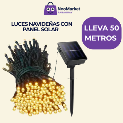Ahorra energía y decora : luces Con panel solar 50 METROS