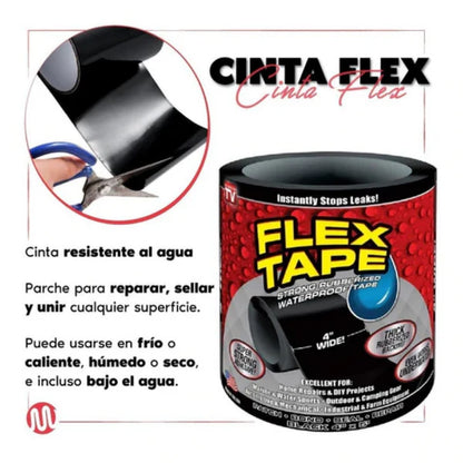¡Repara Fugas al Instante con Cinta Flex Resistente al Agua! 8 PULGADAS