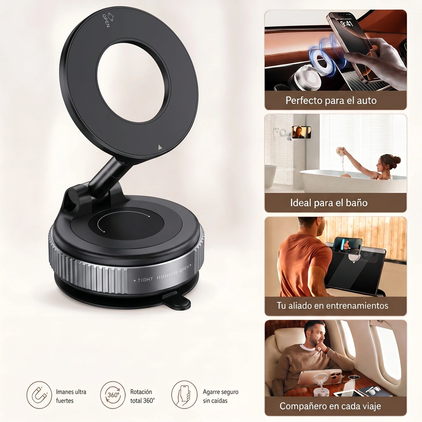 SOPORTE MAGNÉTICO 360° + CONTROL TOTAL DE TU CELULAR EN CUALQUIER LUGAR