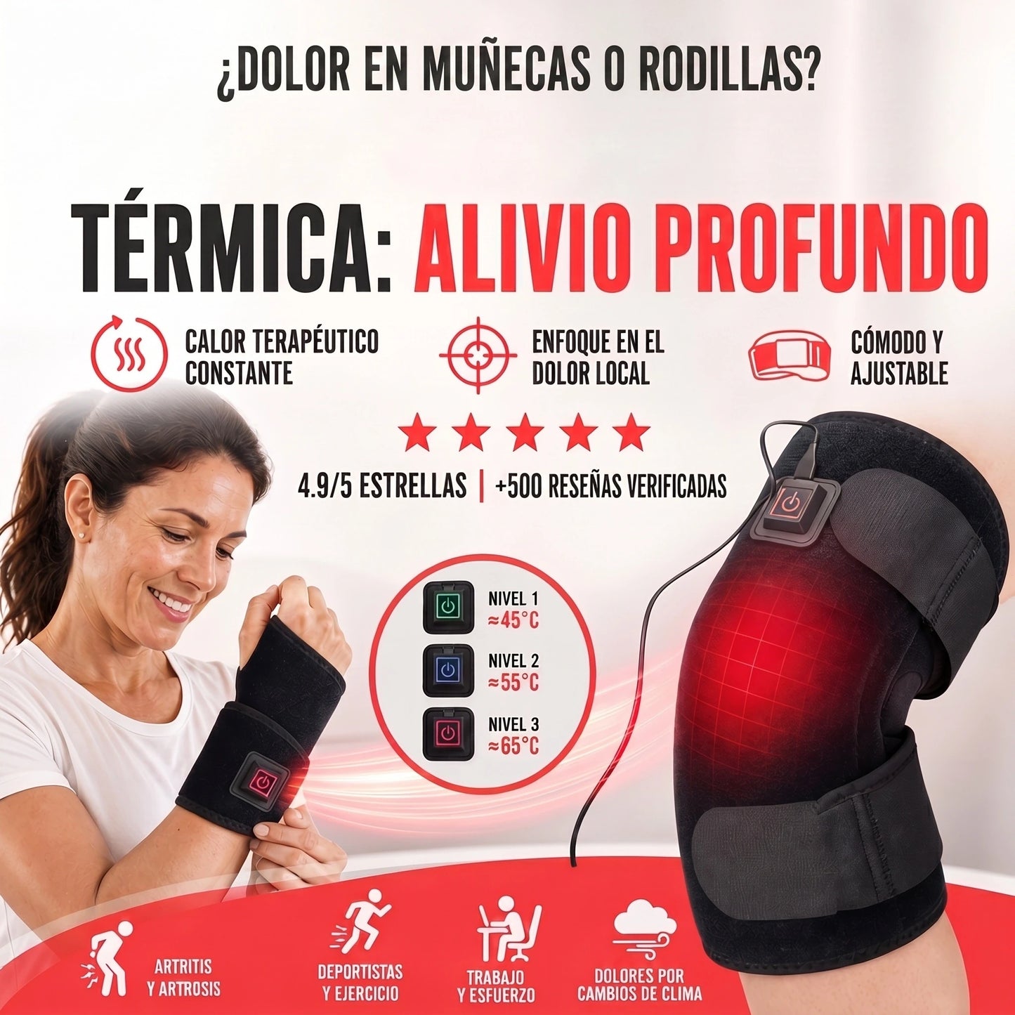 Muñequera y Rodillera Térmica™ – Recupera tu Movilidad Sin Dolor