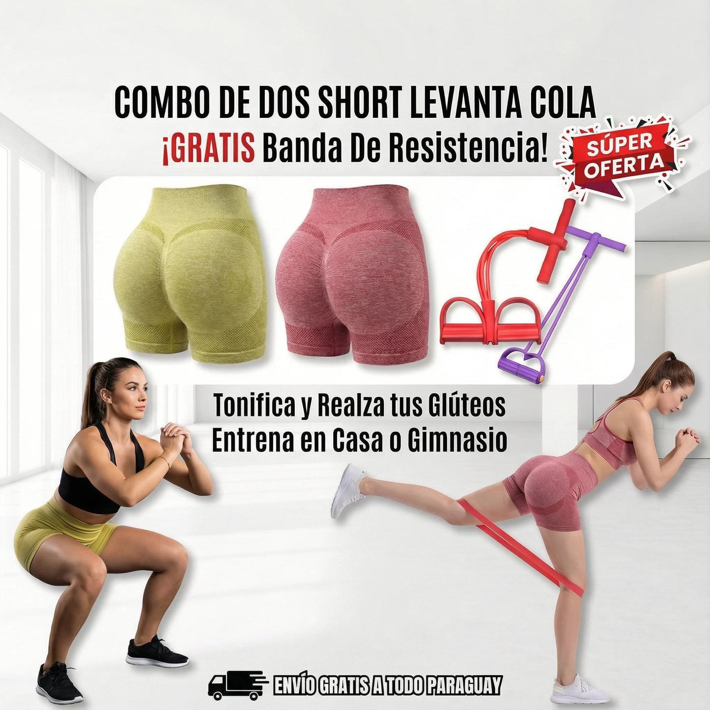 Combo Shorts Levanta Cola + Banda, Adiós a los glúteos planos