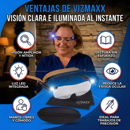 VIZMAXX – Luz LED + aumento para leer cómodo donde sea