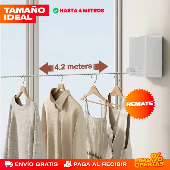 ¡Tendedero Retráctil que Soporta Hasta 20 kg y Llega a 4.0 Metros!