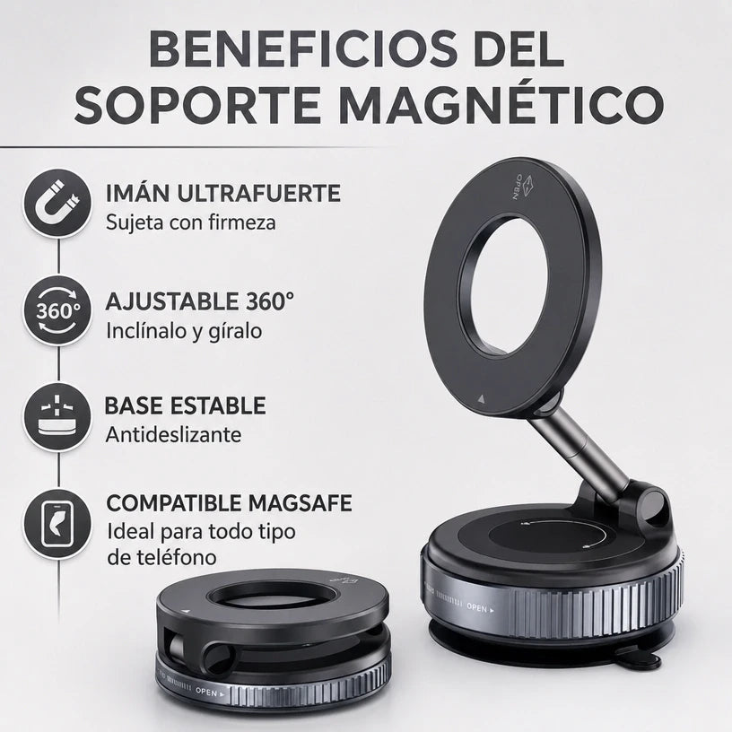SOPORTE MAGNÉTICO 360° + CONTROL TOTAL DE TU CELULAR EN CUALQUIER LUGAR