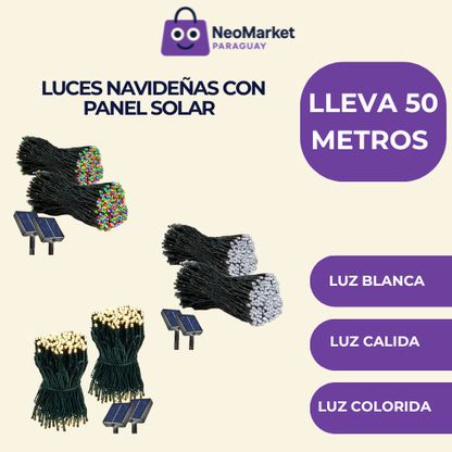 Ahorra energía y decora : luces Con panel solar 50 METROS