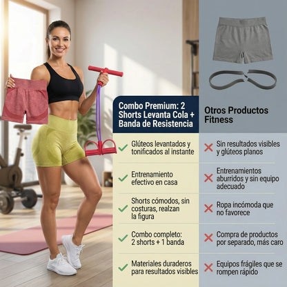 Combo Shorts Levanta Cola + Banda, Adiós a los glúteos planos
