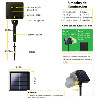 Ahorra energía y decora : luces Con panel solar 50 METROS