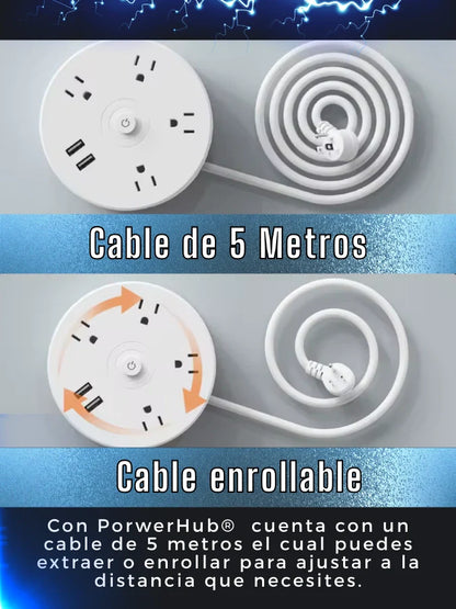 ¡Di adiós a los cables enredados! Descubre el multitoma enrollable definitivo.