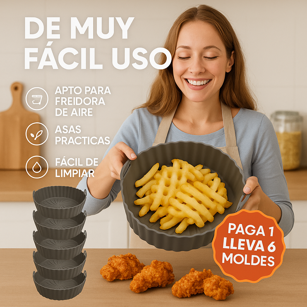 ¡Cocina más fácil y saludable con nuestros moldes LLEVA 6 MOLDES