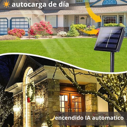 Ahorra energía y decora : luces Con panel solar 50 METROS
