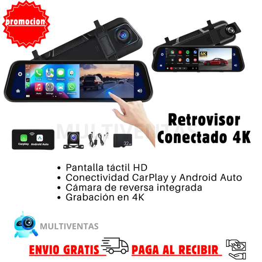 Espejo retrovisor inteligente que graba, navega y protege tu camino