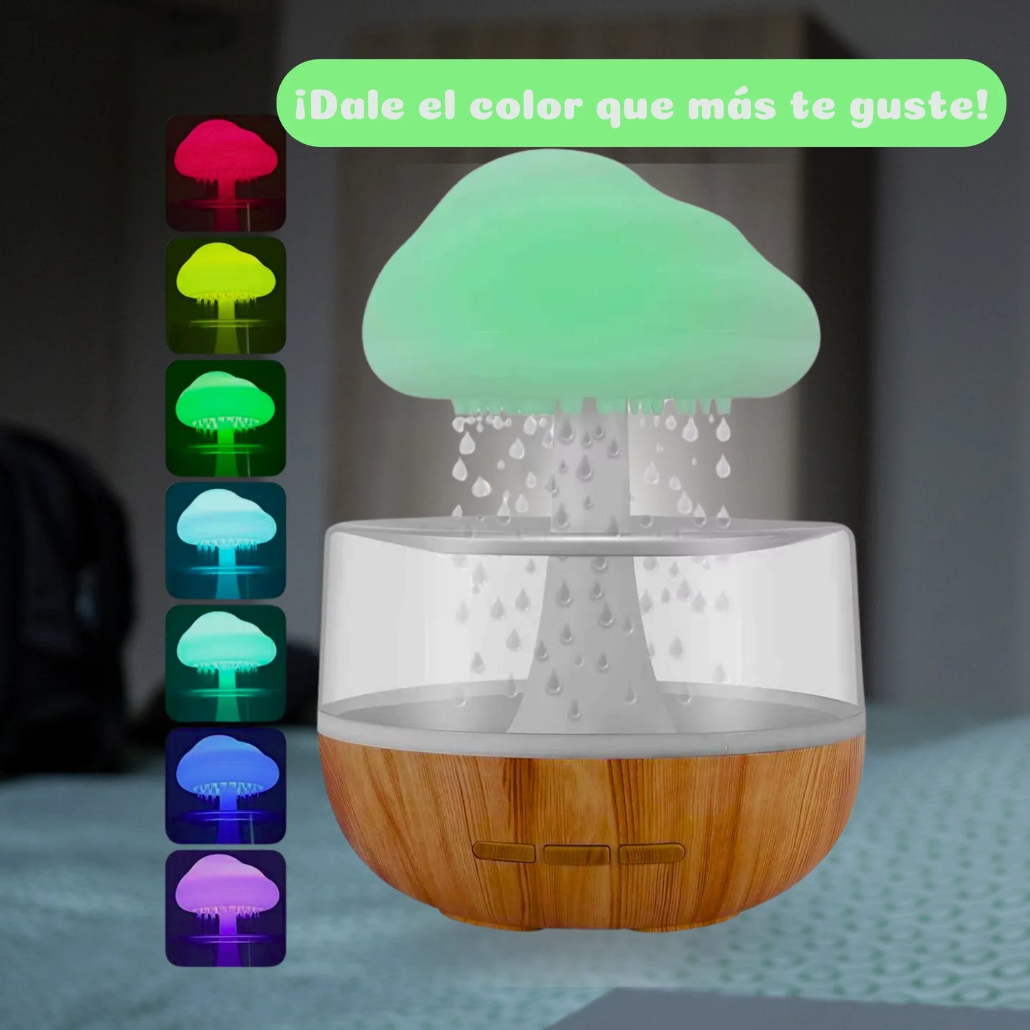 Duerme Mejor con este Humidificador de nube y Lluvia con Luz Nocturna