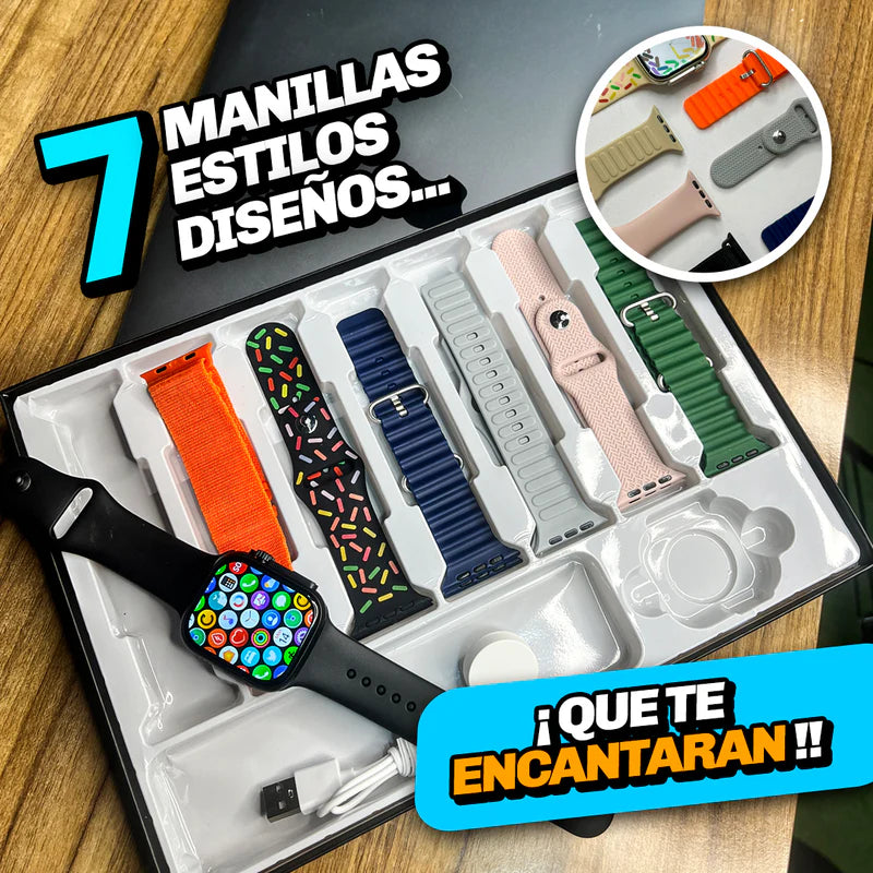 ¡Combo Smartwatch mas 7 Manillas de Cambio!