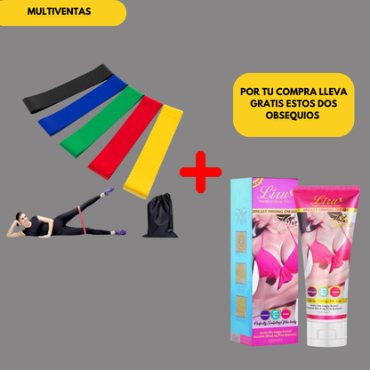 Soporte abdominal + kit 5 bandas y tonificador de pechos GRATIS
