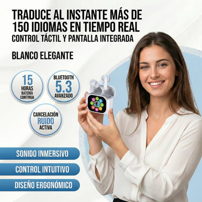 Auriculares Traductor IA + Traducción en tiempo real para viajar sin estrés