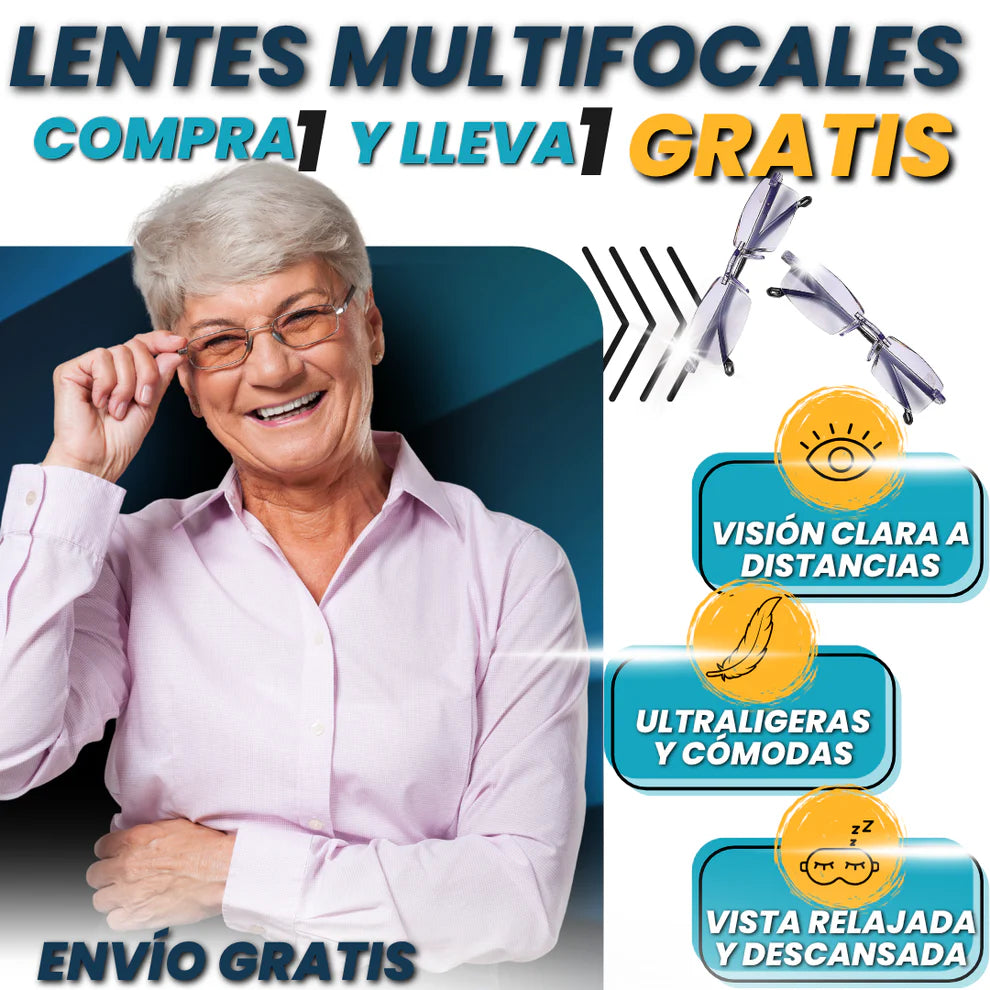 Lentes Multifocales + Visión clara de cerca y de lejos sin cambiar de gafas