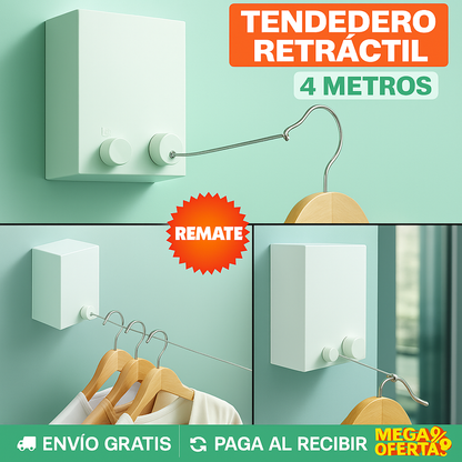 ¡Tendedero Retráctil que Soporta Hasta 20 kg y Llega a 4.0 Metros!