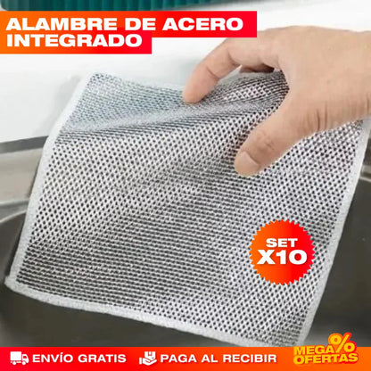 Set x10 Súper Paños con Alambre de Acero ¡Resisten Todo!