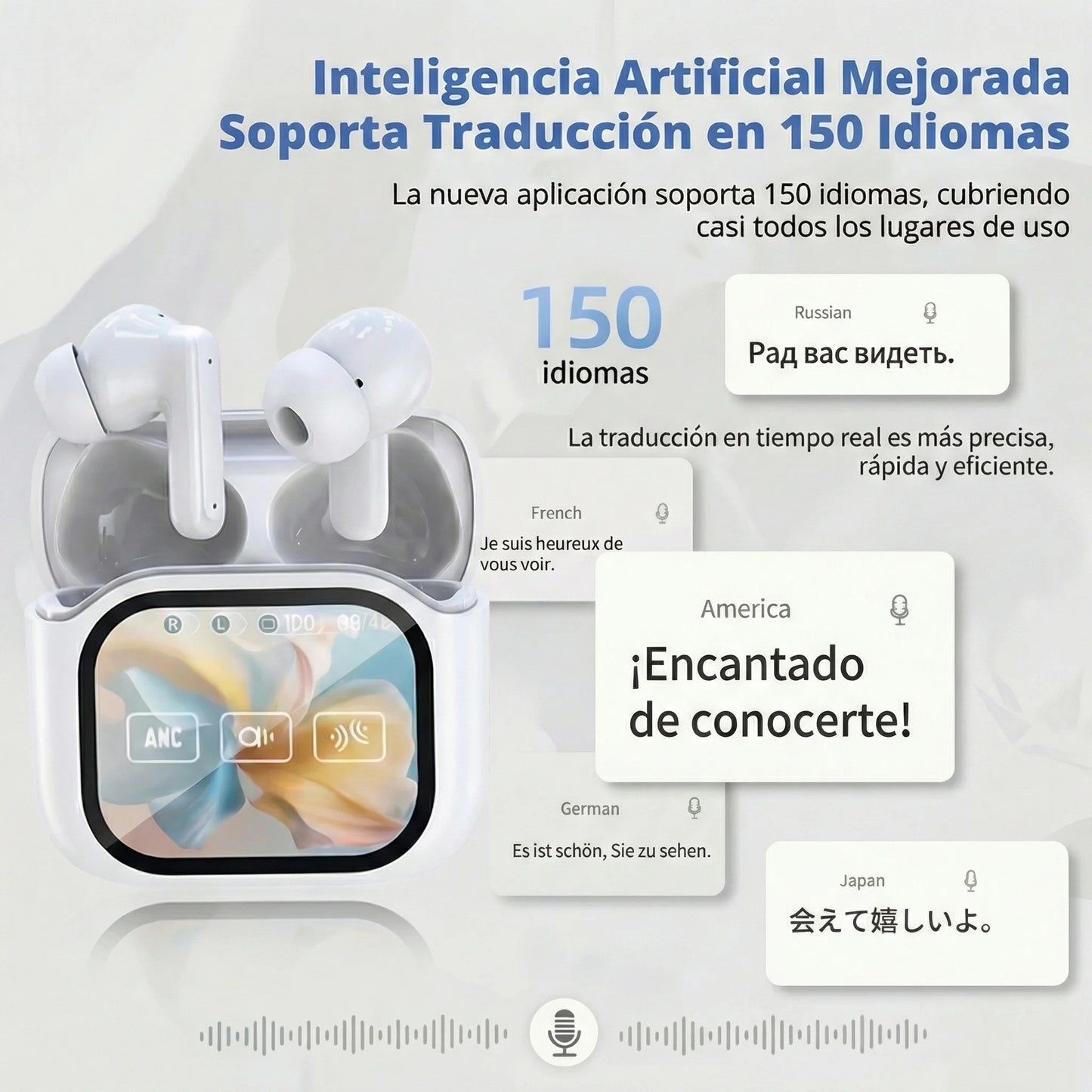 Auriculares Traductor IA + Traducción en tiempo real para viajar sin estrés