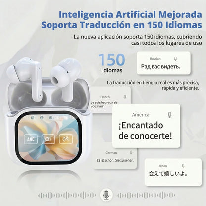 Auriculares Traductor IA + Traducción en tiempo real para viajar sin estrés