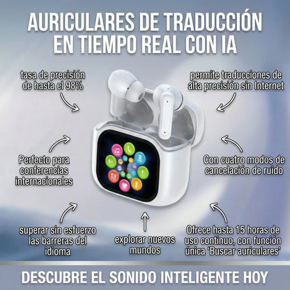 Auriculares Traductor IA + Traducción en tiempo real para viajar sin estrés